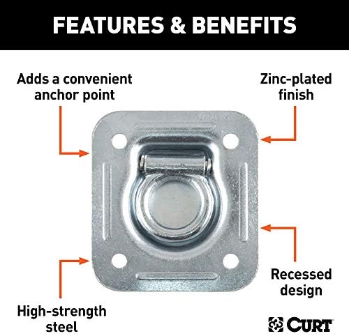 Curt Manufacturing 5000 lb Capacity Zinc Plated Recessed Floor and Wall Tie Down (Part #83600)