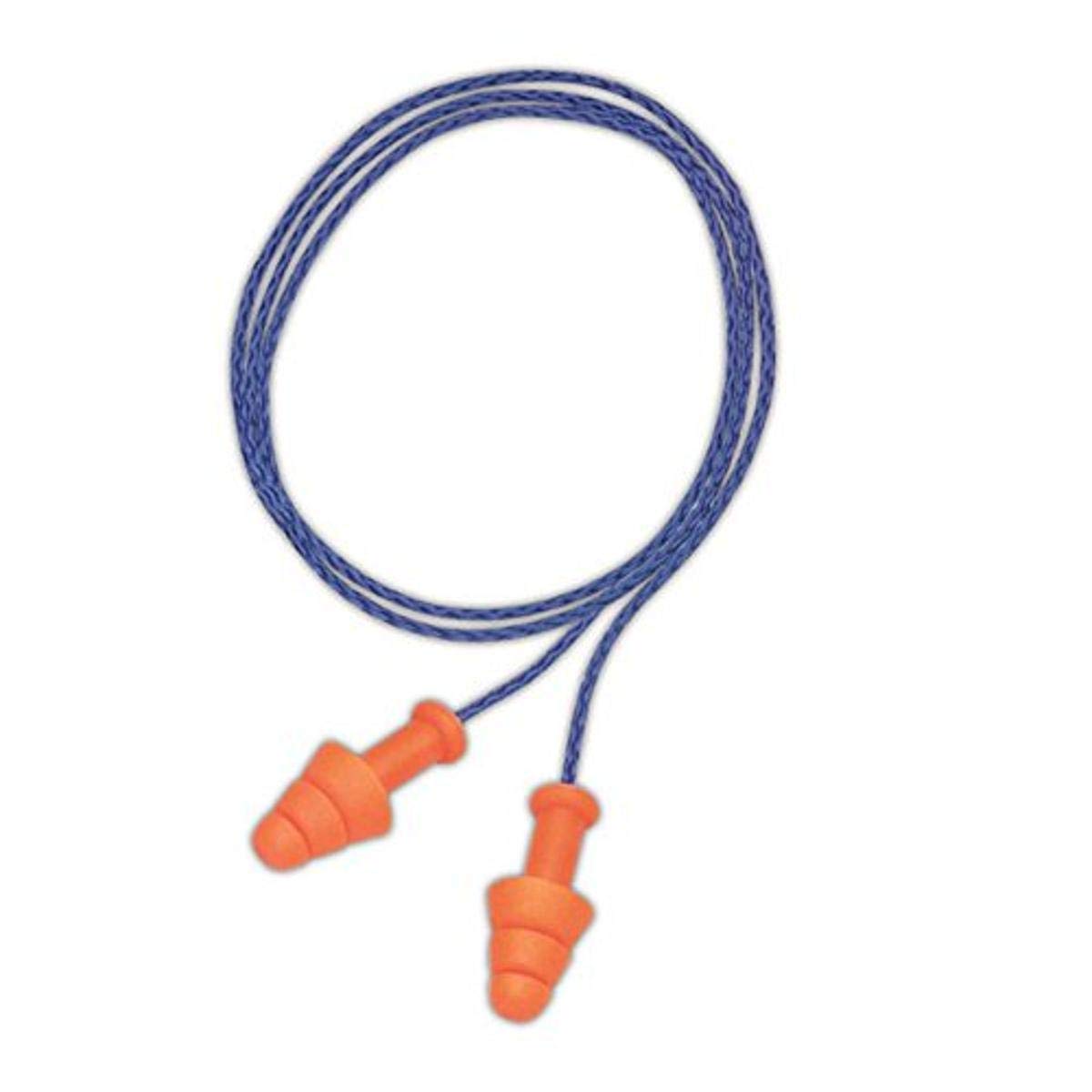 Honeywell Howard Leight SmartFit SMF-30 Reusable Corded Earplugs – 25dB NRR, Orange/Blue, 100 Pairs