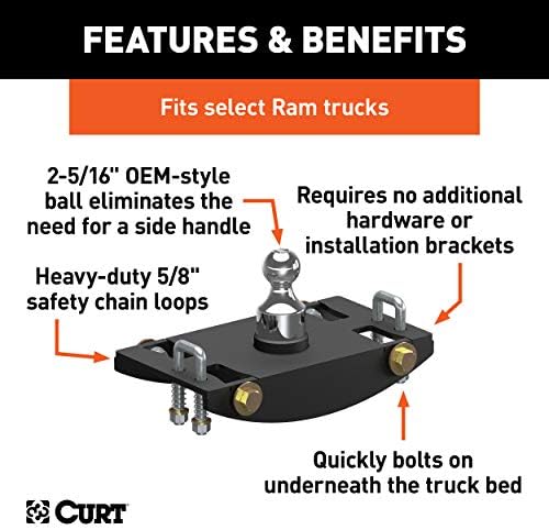 Curt Manufacturing 60633 OEM Style Gooseneck Hitch for Ram 2500/3500 with 32,500 lb GTW Capacity
