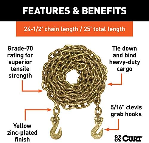 Curt Manufacturing Grade 70 Plus 5/16 in x 29.4 in Heavy Duty Chain (2 Pack) - Part 80308