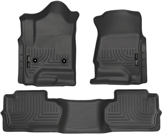 Husky Liner WeatherBeater Front & Second Seat Floor Liners for 2014-2018 Silverado/Sierra Double Cab - Grey