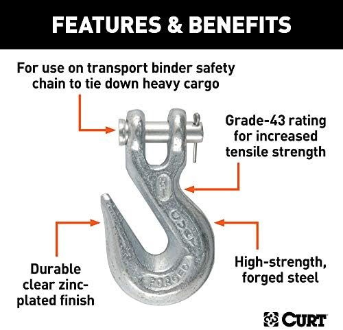 Curt Manufacturing 3/8 inch Grade 43 Clevis Grab Hook with 5,400 lb Capacity