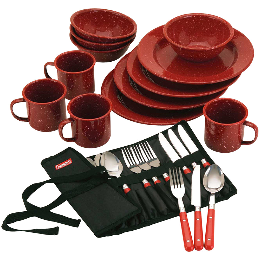 Coleman 24-Piece Speckled Enamelware Cook Set - Red (Part Number: 2000016407)