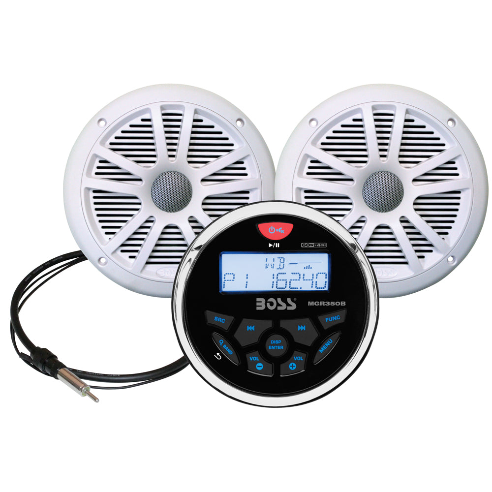 Boss Audio Marine Stereo & 6.5" Speaker Kit - White