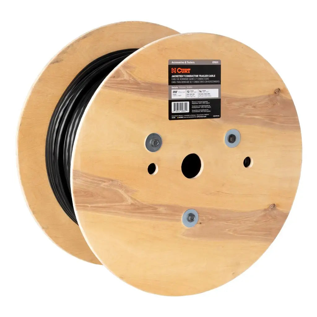 Curt Manufacturing 57031 7-Wire Trailer Cable Wiring Kit, 250 Feet, 12/14 Gauge