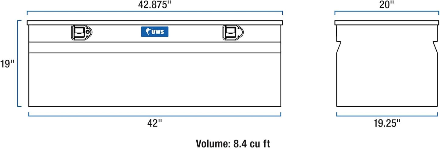 UWS EC20201 42" Heavy-Wall Aluminum Truck Storage Box with RigidCore Lid – Durable & Weatherproof Tool Chest