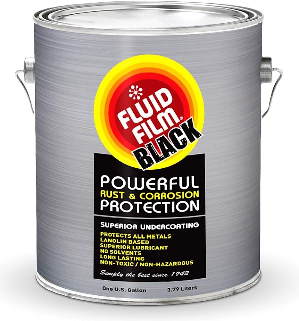 Fluid Film Black Non-Aerosol, Long Lasting Corrosion, Penetrant & Lubricant, Anti-Rust Coating, Protects All Metals in Marine and Undercoating in Automotive & Snow-Handling Vehicles, 1 Gallon