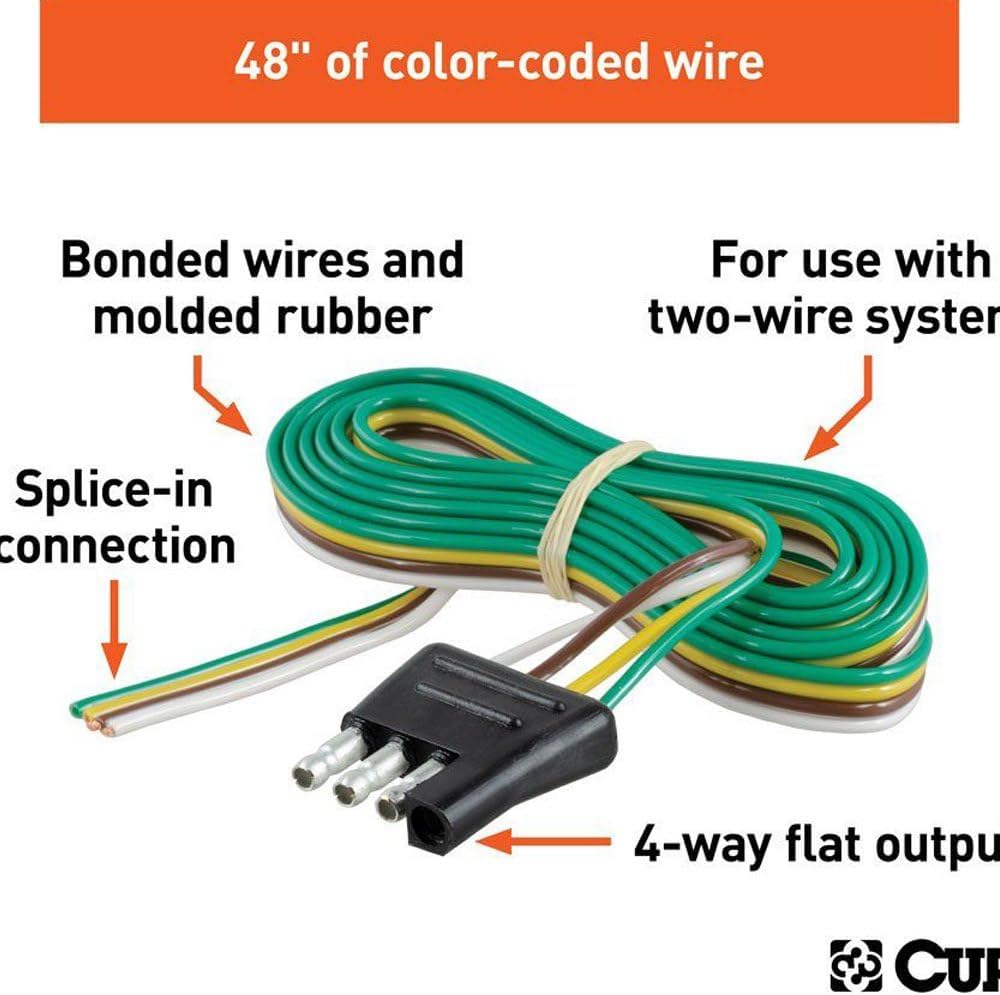 Curt Manufacturing 58032 4-Way Flat Connector Plug with 48-Inch Wires (Trailer Side)