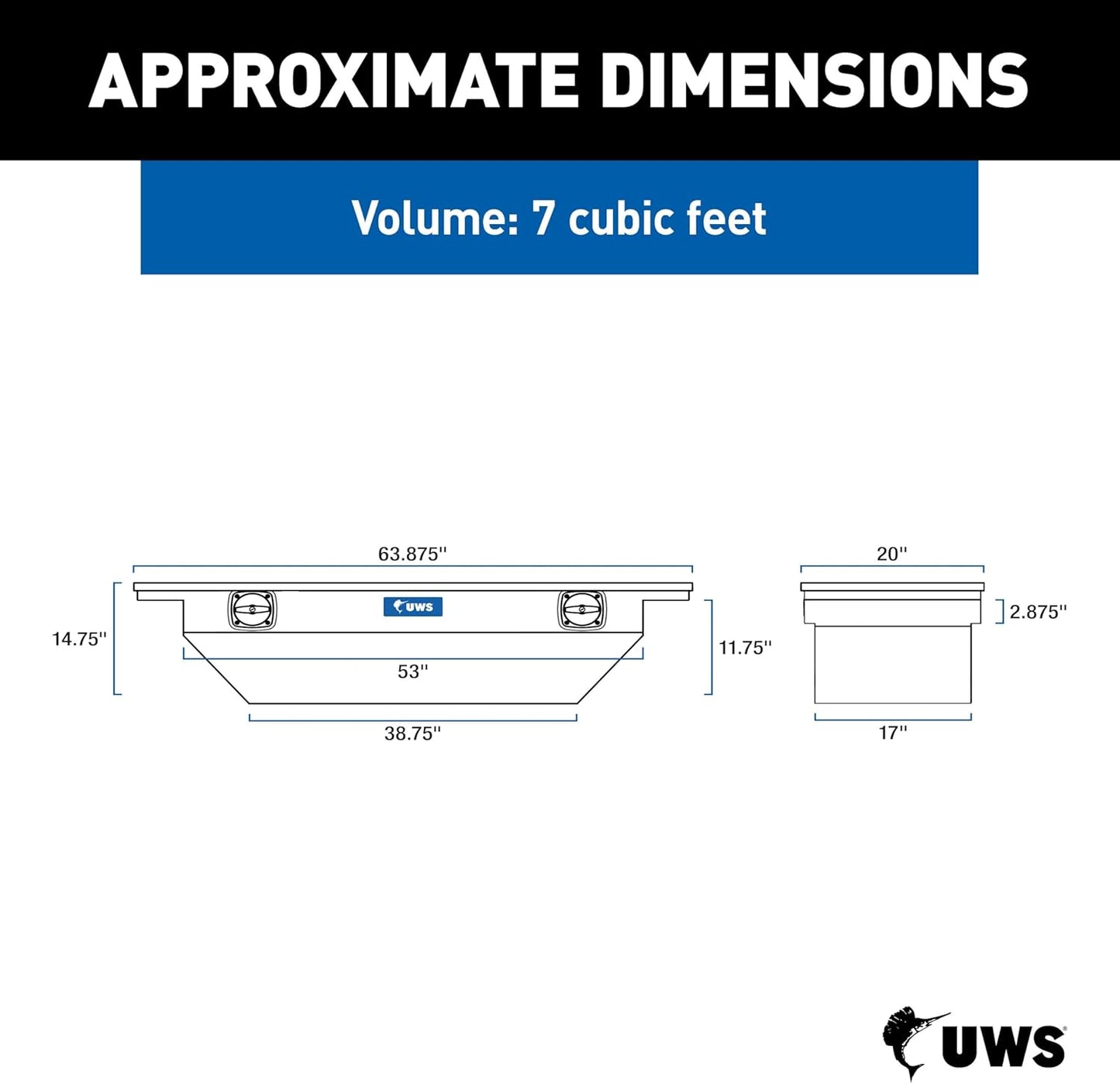 UWS/United Welding Services Aluminum 63-Inch Secure Lock Angled Truck Tool Box - Low Profile Model SL-63-A-LP