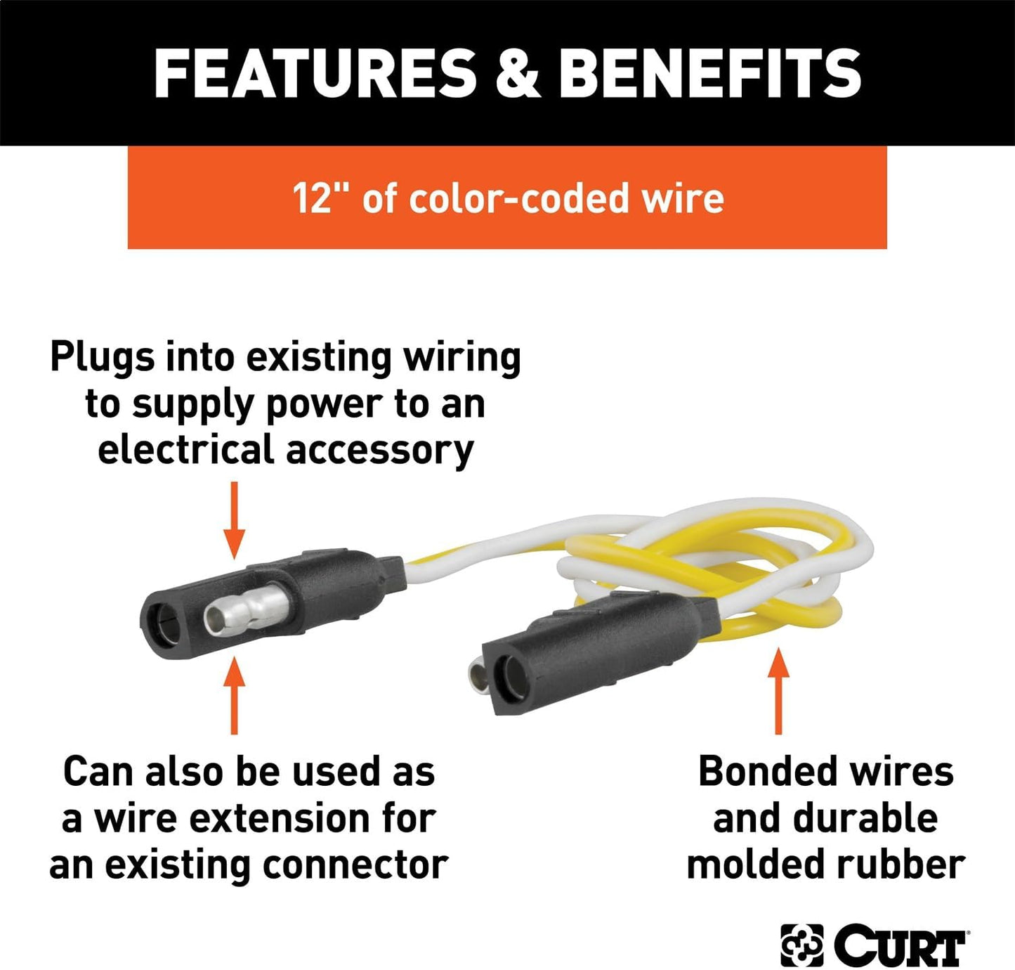 Curt Manufacturing 58020 2 Flat Loop 12 Inch Trailer Wiring Connector Bulk Pack