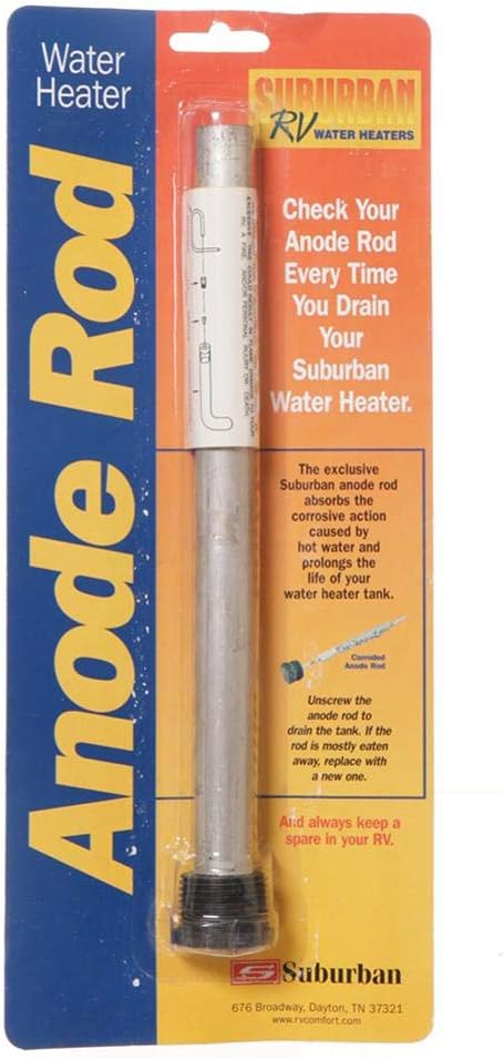 Suburban MFG Magnesium Anode Rod for RV & Home Water Heaters – 9" Length, 3/4" Thread | Corrosion Protection & Extended Tank Life (233514)