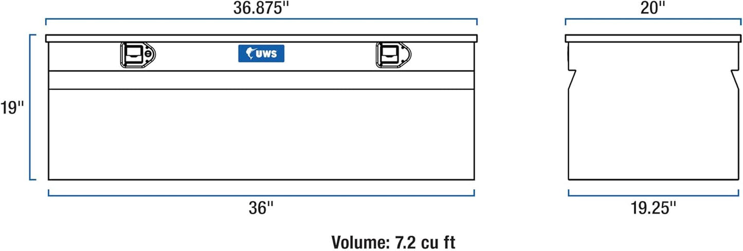UWS EC20141 36" Heavy-Wall Aluminum Truck Storage Box with RigidCore Lid – Lockable & Weatherproof Tool Chest