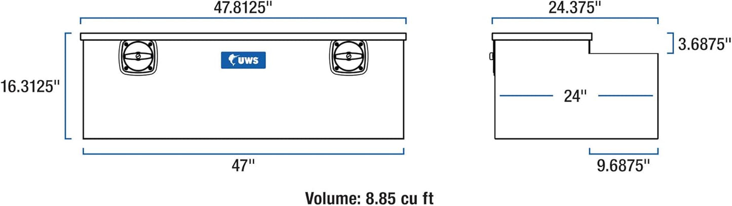 UWS EC20501 Secure Lock 48-Inch Heavy-Wall Aluminum Under Tonneau Cover Tool Box – RigidCore Lid