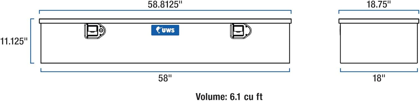 UWS EC20081 58" Heavy-Wall Aluminum 5th Wheel Truck Bed Tool Box with RigidCore Lid – Durable & Lockable Storage