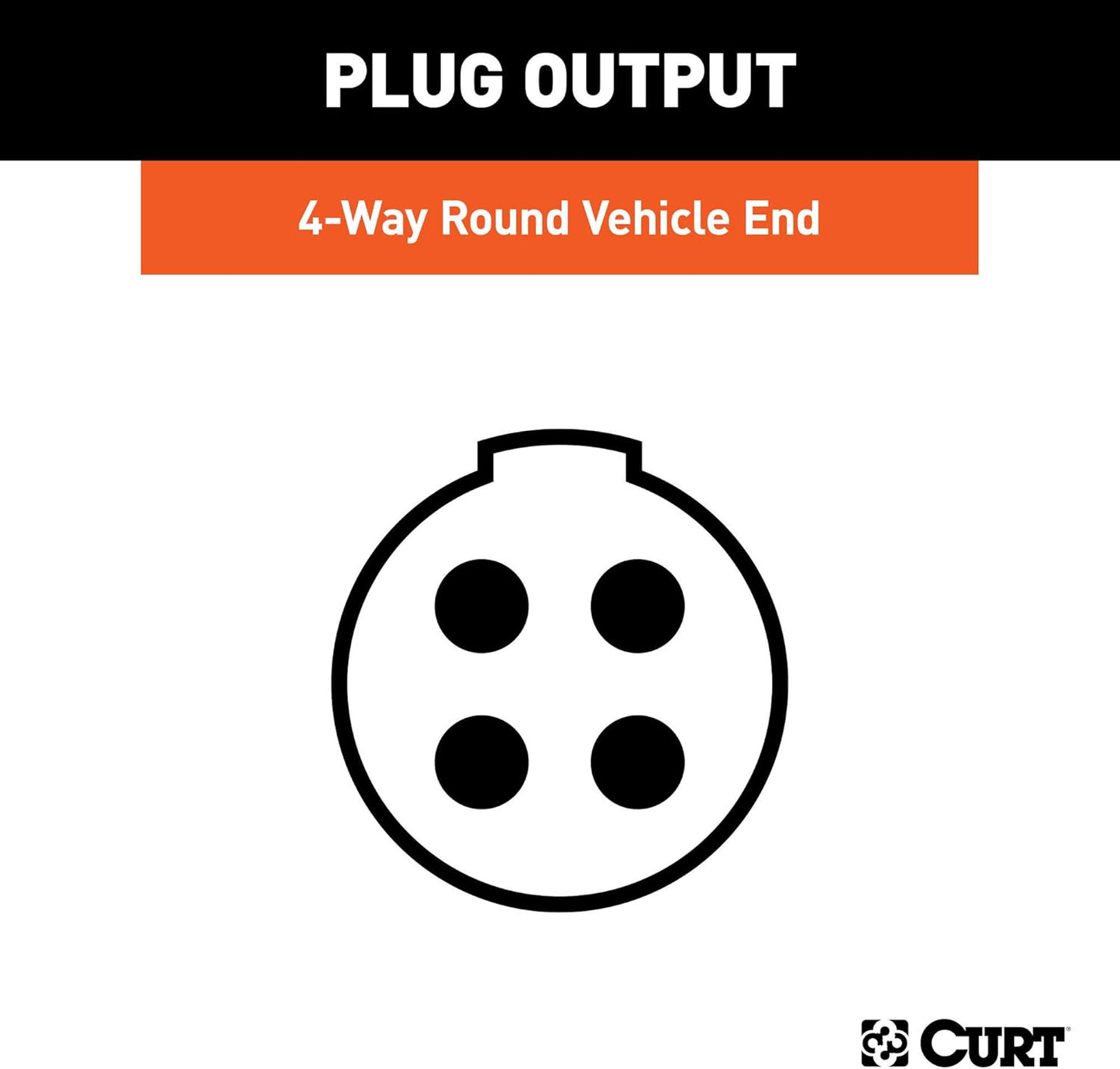 Curt Manufacturing 58071 4 Way Round Vehicle End Packaged