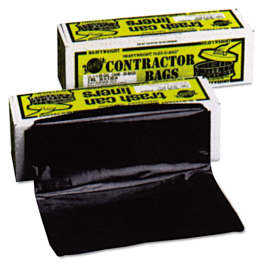 Warp's FLEX-O 55 Gallon Heavy-Duty Trash Bags – 36" x 56", Black, Box of 30