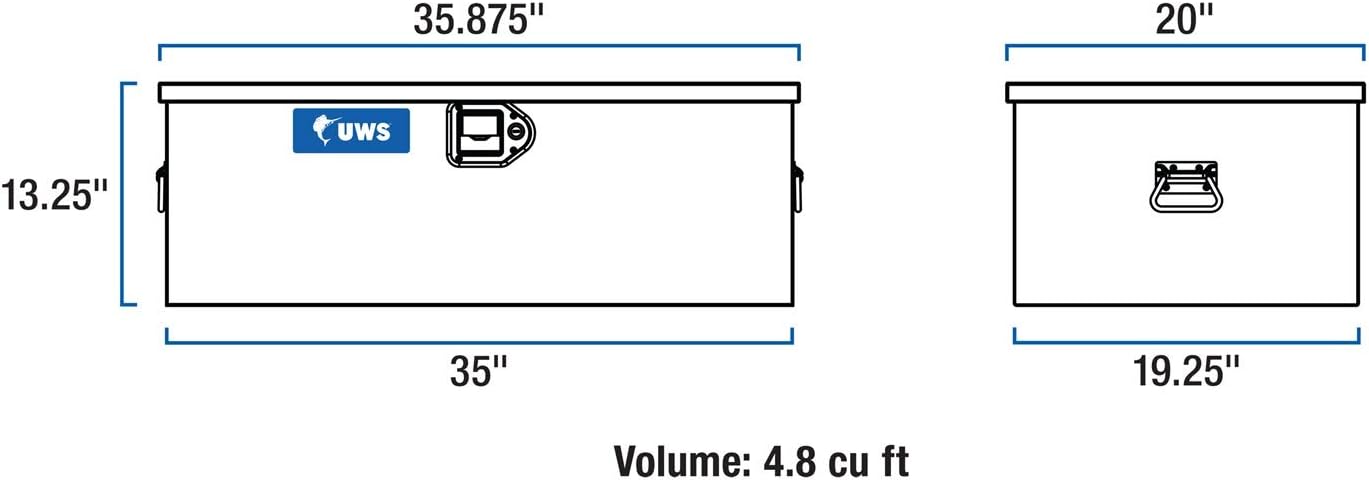 UWS FOOT-LOCKER-BLK Black Aluminum Chest with End Handles & Insulated Beveled Lid