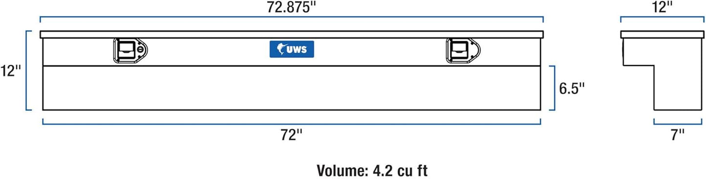 UWS EC30131 72" Heavy-Wall Aluminum Truck Side Tool Box – RigidCore Lid