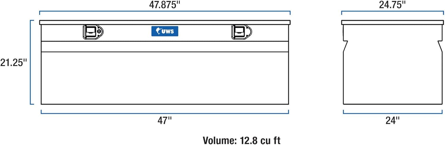 UWS EC20241 48" Heavy-Wall Aluminum Truck Storage Box with RigidCore Lid – Secure, Weatherproof, Heavy-Duty Tool Chest