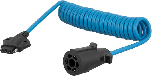 Curt Manufacturing 57280 7-Way RV Blade to 4-Way Flat 8 ft Coiled Adapter