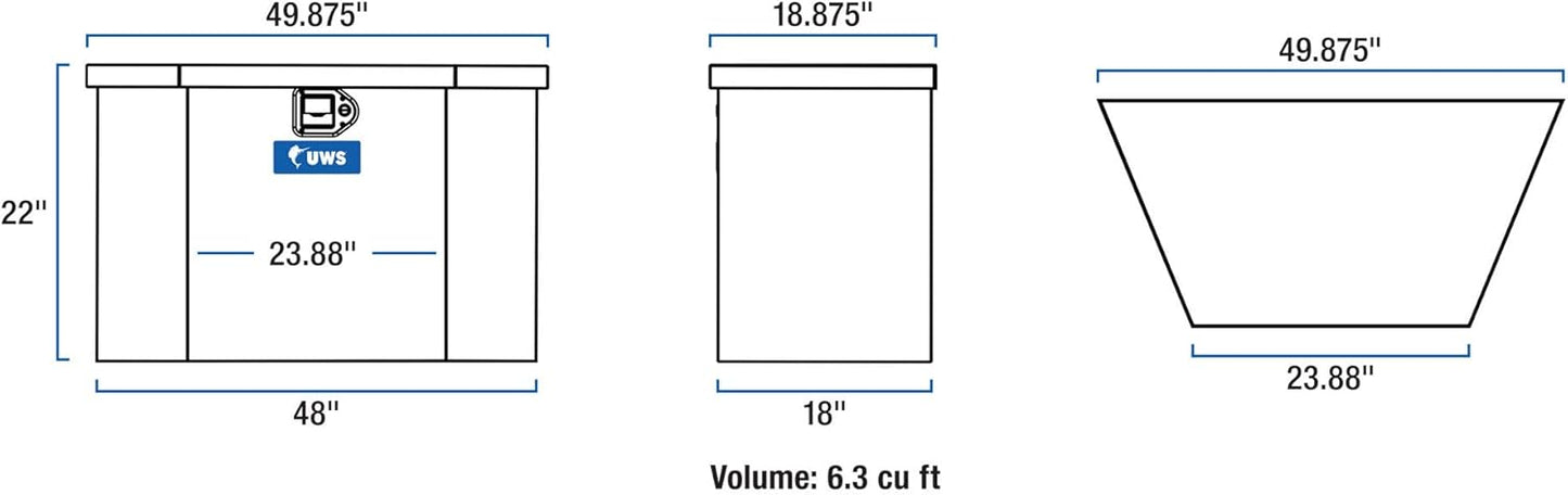 UWS EC20442 49-Inch Gloss Black Heavy-Wall Aluminum Trailer Tongue Tool Box – RigidCore Lid, Lockable, Weatherproof