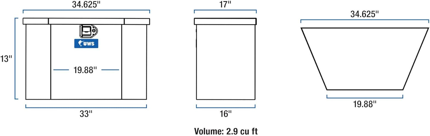 UWS EC20422 34-Inch Gloss Black Low-Profile Aluminum Trailer Tongue Tool Box – RigidCore Lid