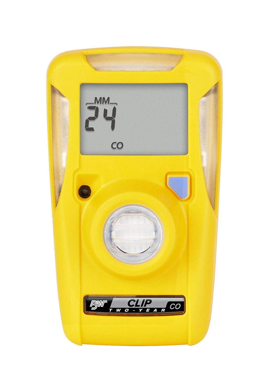 BW Technologies BWC2-M BW Clip Carbon Monoxide (CO) Single Gas Monitor – 35/200 ppm Alarms, Battery Powered, Yellow