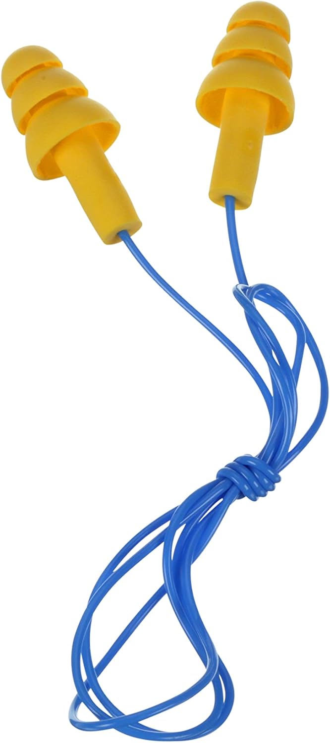 3M E-A-R UltraFit™ Corded Earplugs – Reusable Triple-Flange, 25 dB NRR – 100 Pairs (Model 340-4004)