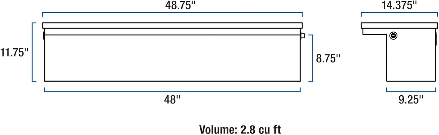 UWS United Welding Services EC30202-MK2 Gloss Black Aluminum 48-Inch Truck Side Tool Box with Low Profile Space-Saving Legs