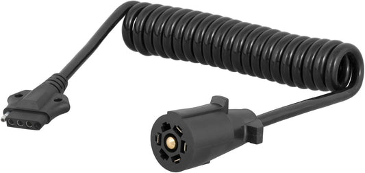 Curt Manufacturing 57282 7-Way RV Blade to 5-Way Coiled Adapter, 8 ft Length