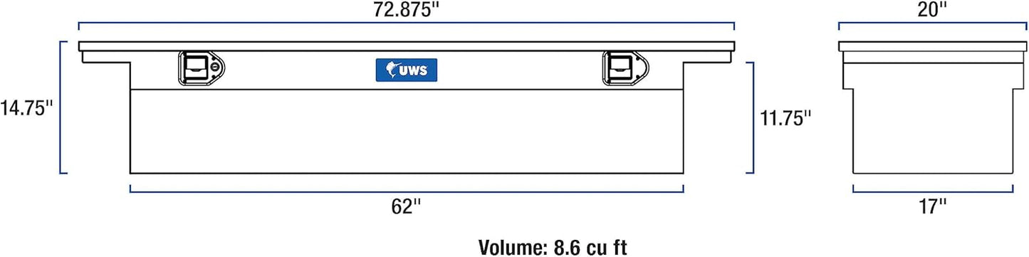 UWS United Welding Services 72-Inch Aluminum Single Lid Crossover Toolbox, Low Profile Matte Black - TBS-72-LP-MB