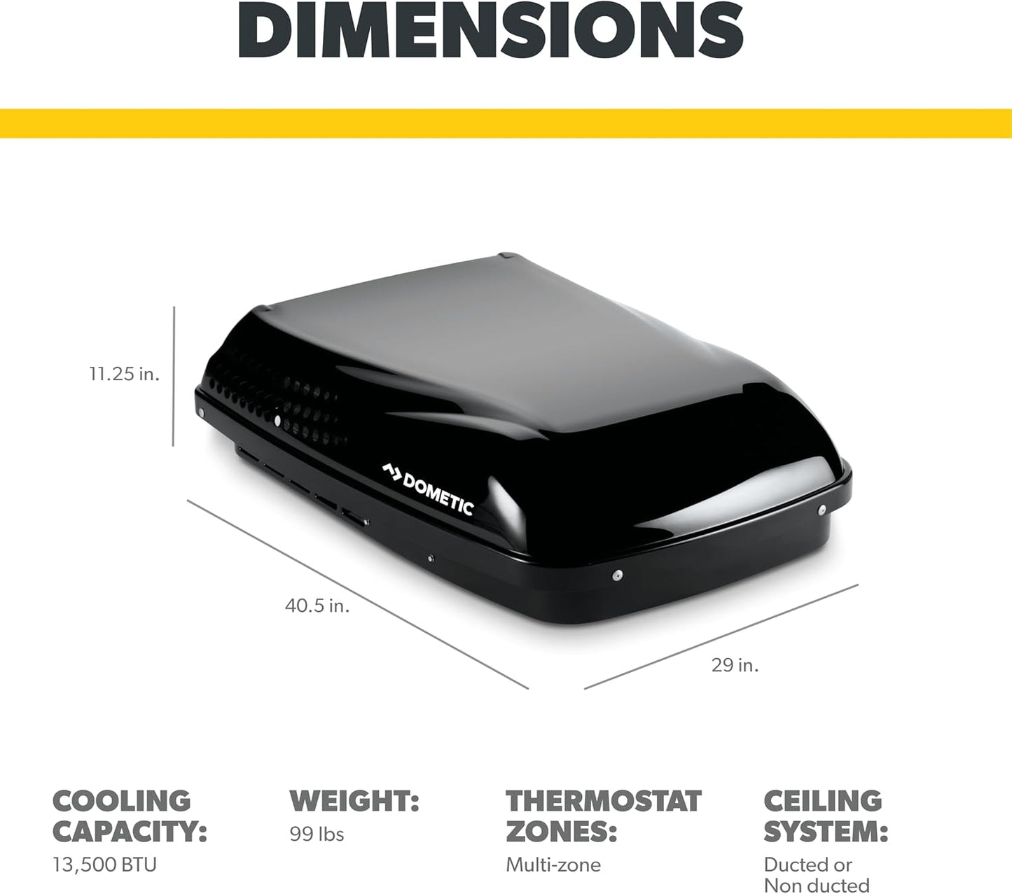 Dometic Penguin II 13,500 BTU Low Profile RV Air Conditioner – Black | Model 640315CXX1J0