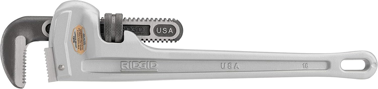 RIDGID 31100 Model 818 Aluminum Pipe Wrench – 18" Straight Plumbing Wrench, Lightweight Design