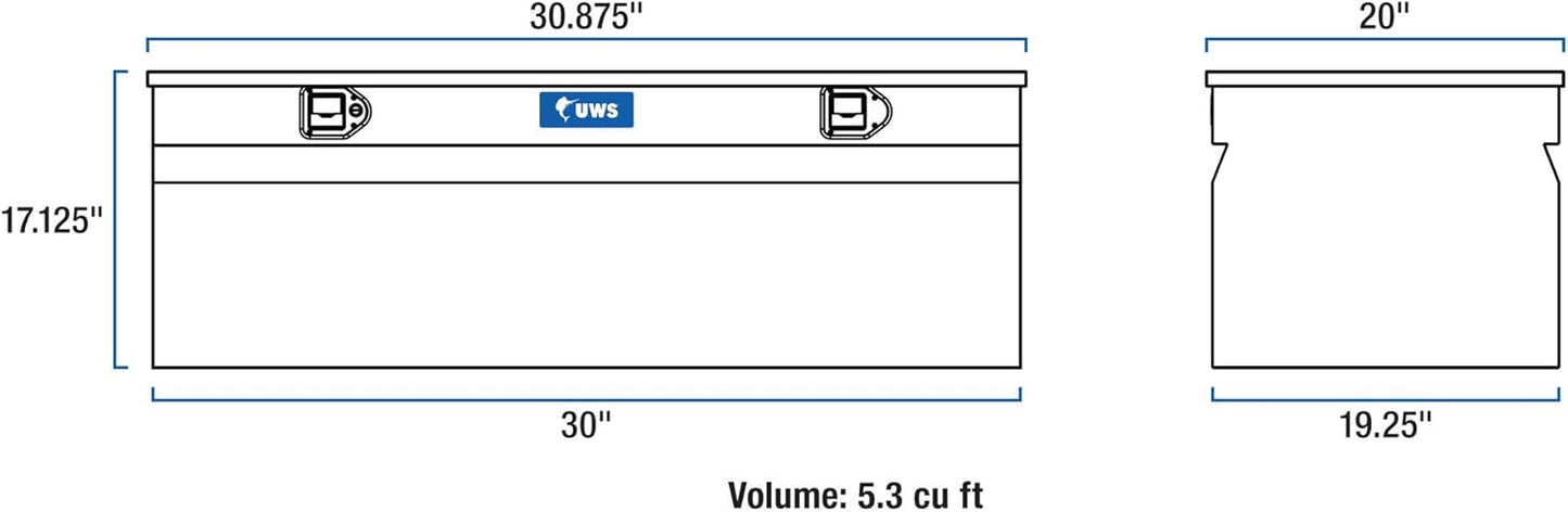 UWS EC20121 30" Heavy-Wall Aluminum Truck Storage Box with RigidCore Lid – Durable & Lockable Tool Chest