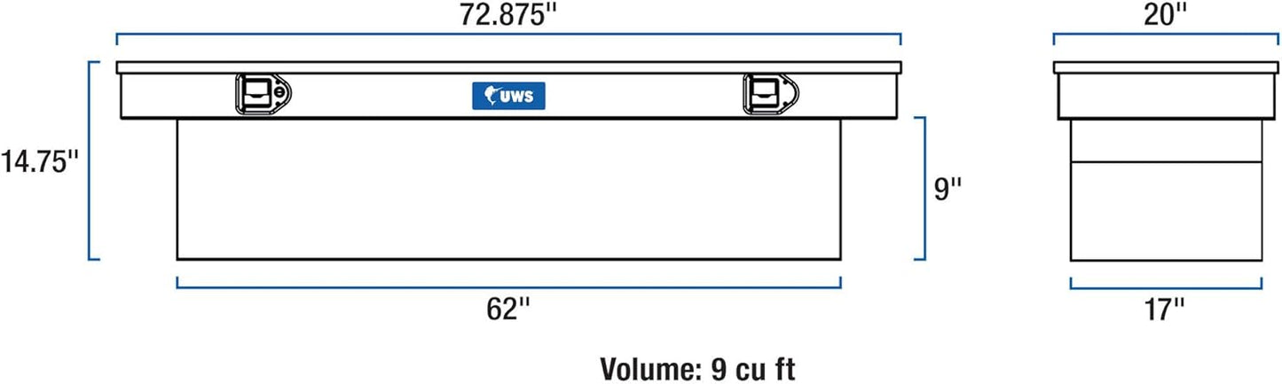 UWS United Welding Services TBS-72-MB 72 Inch Aluminum Single Lid Crossover Toolbox in Matte Black