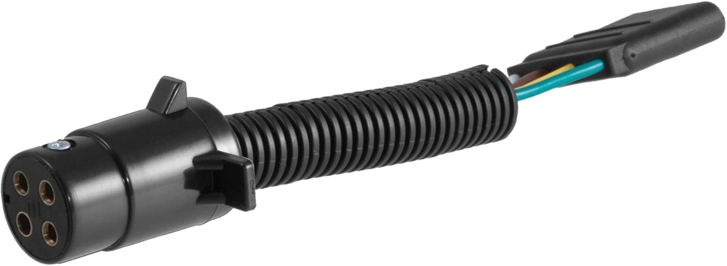 Curt Manufacturing 57224 4-Pole Round to 4 Flat Adapter for Light Duty Sockets