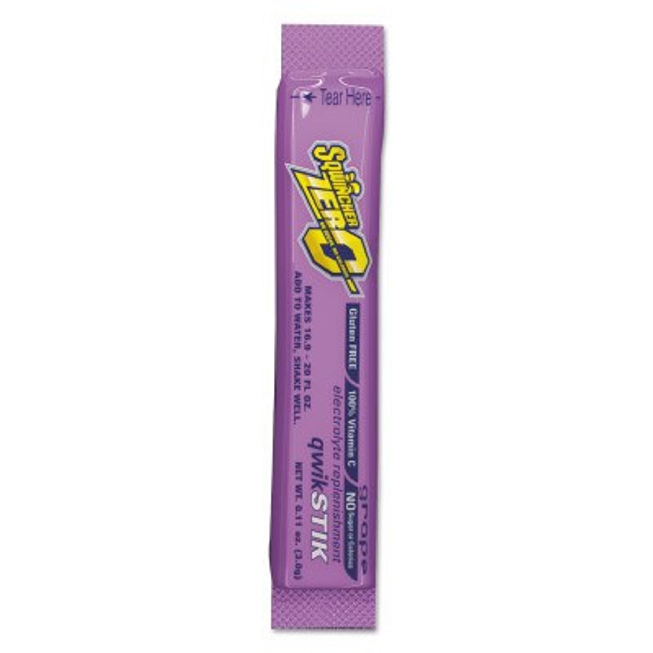 Sqwincher Qwik Stik® ZERO Sugar – Grape, 0.11 oz Packets, Yields 20 oz, 1 Case (159060107)