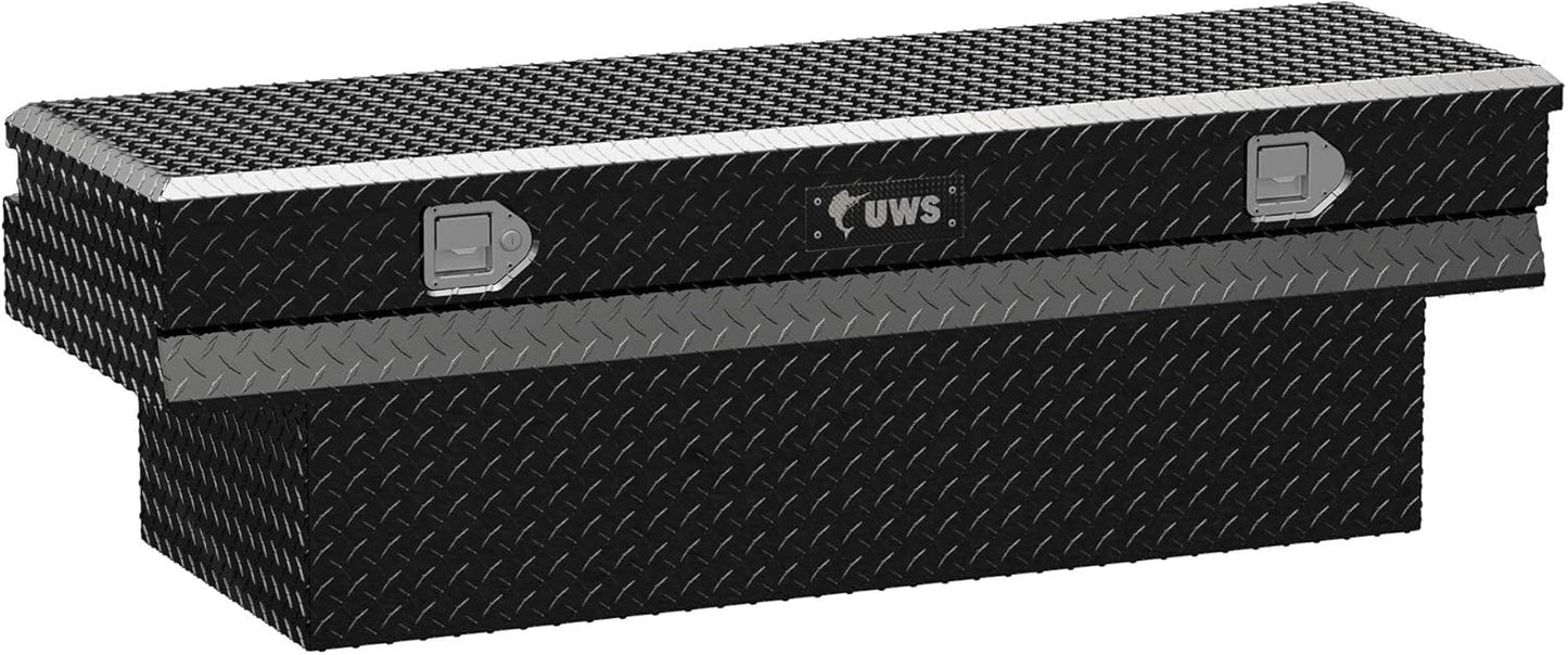 UWS EC20342 60" Gloss Black Heavy-Wall Aluminum Notched Truck Storage Box with RigidCore Lid – Lockable, Weatherproof Tool Chest