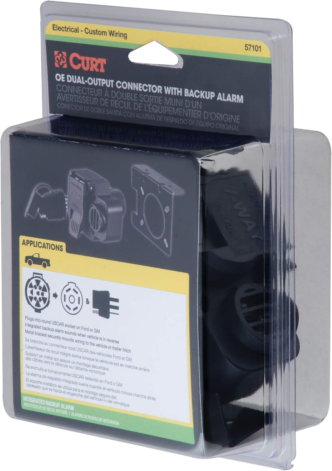 Curt Manufacturing 57101 Multifunction Socket with Backup Alarm for GM, Ford, and Toyota