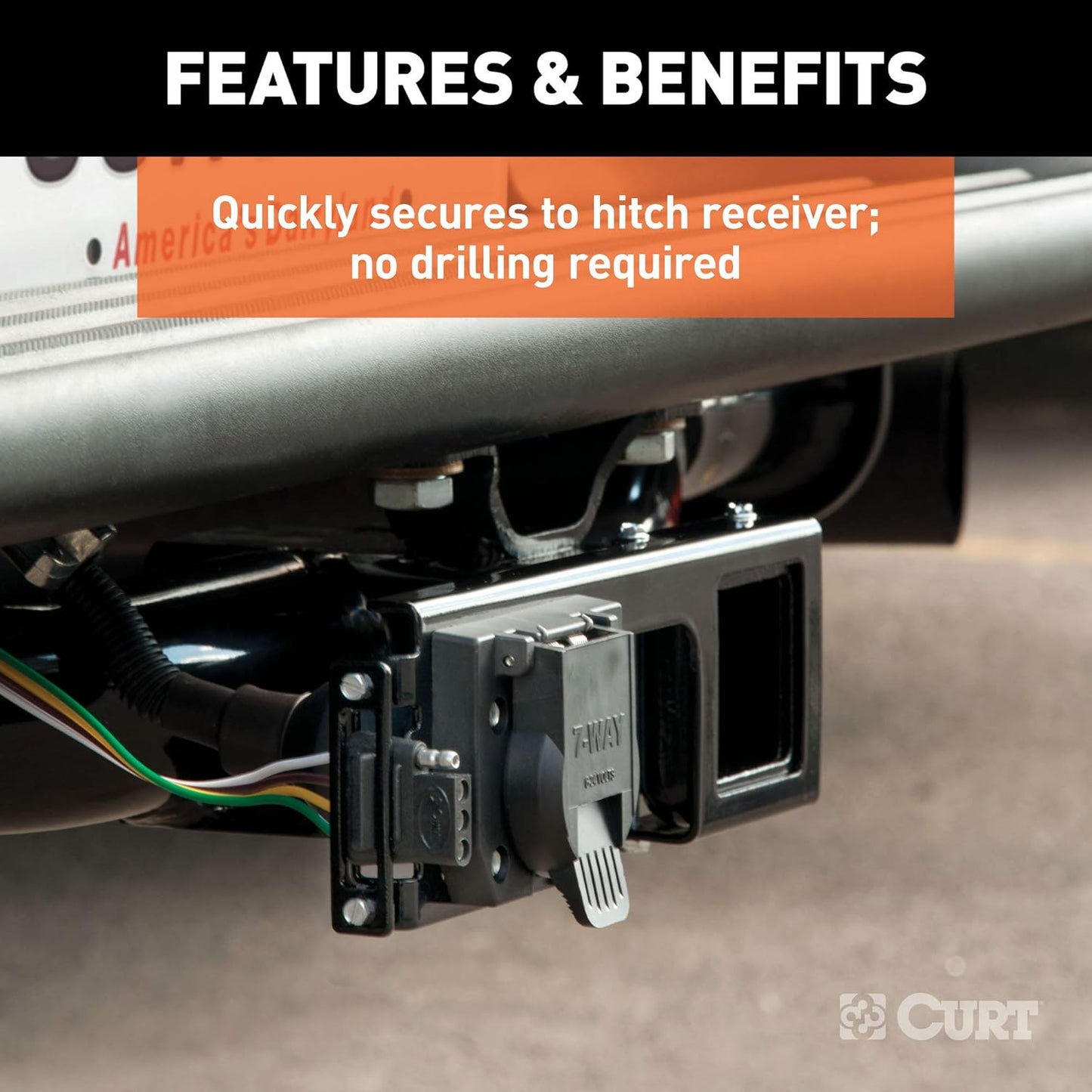 Curt Manufacturing 58001 4-Way and 5-Way Flat Easy Mount Bracket for 2-Inch Receiver Hitch