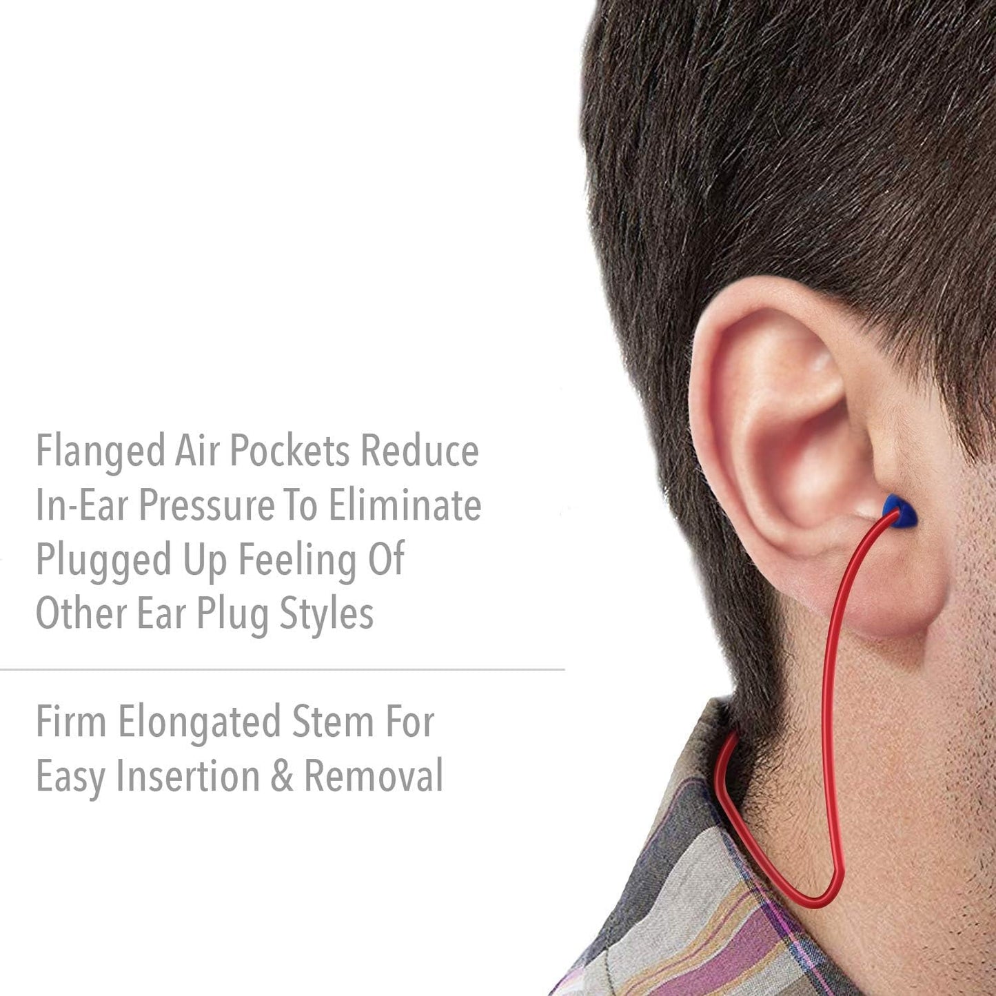 Howard Leight DPAS30R AirSoft Reusable Earplugs – Flanged with Red Polycord, 100 Pairs – Blue