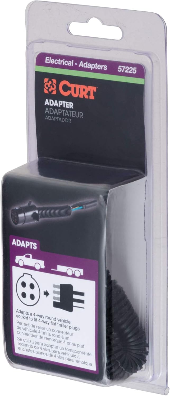 Curt Manufacturing 57224 4-Pole Round to 4 Flat Adapter for Light Duty Sockets