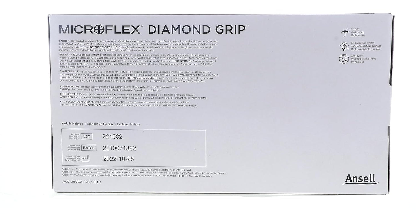 Ansell MICROFLEX ?Diamond Grip MF-300 Exam Standard Gloves - Size L, Natural (Bundle of 200)