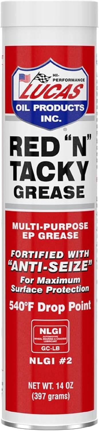 Lucas Oil 10005 Red N Tacky Grease - 14 Ounce Cartridge (Pack of 10)