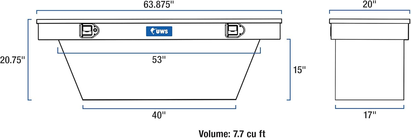 UWS/United Welding Services TBSD-63A-BLK 63-Inch Single Lid Deep Angled Storage Box in Black