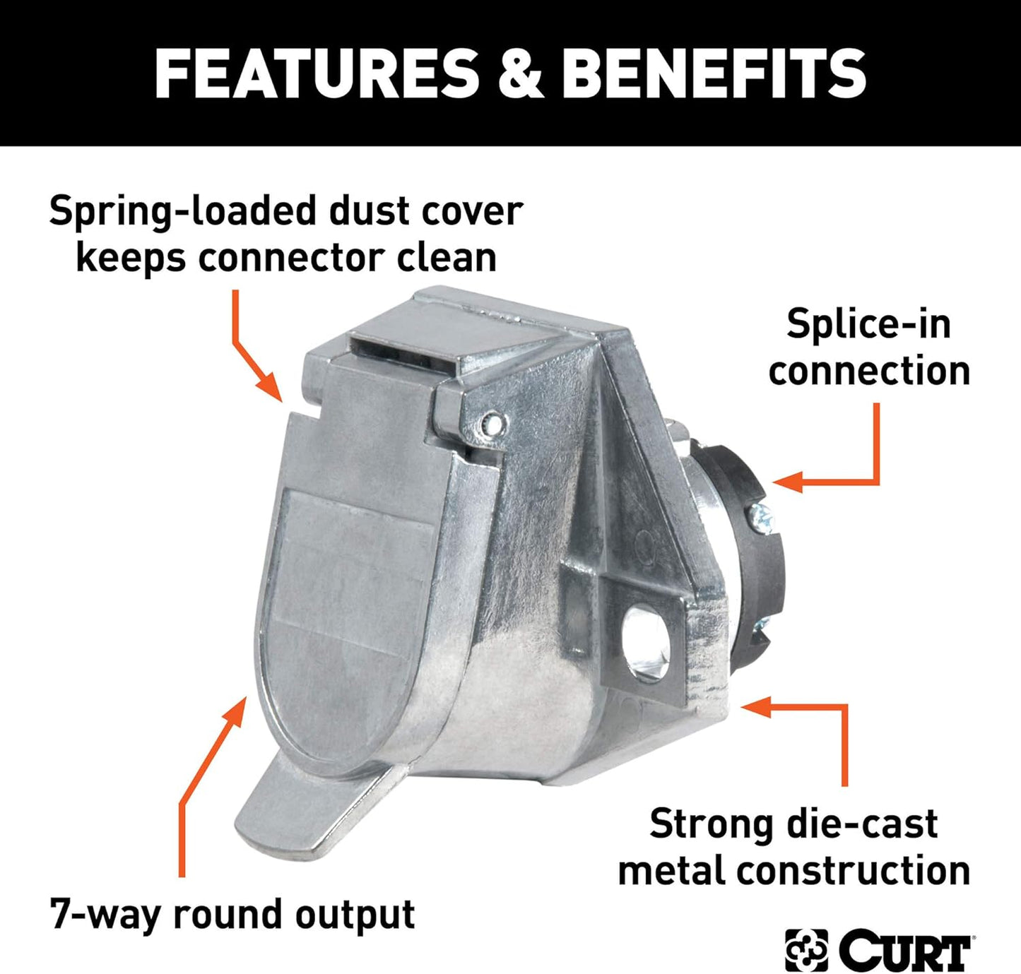 Curt Manufacturing 58170 7-Pole Diecast Connector Car End