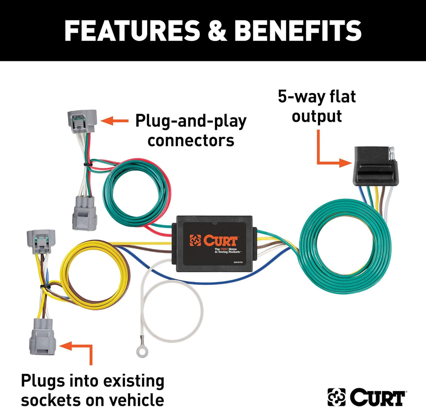 Curt Manufacturing 56513 5 Flat Output T-Connector for Trailer Wiring