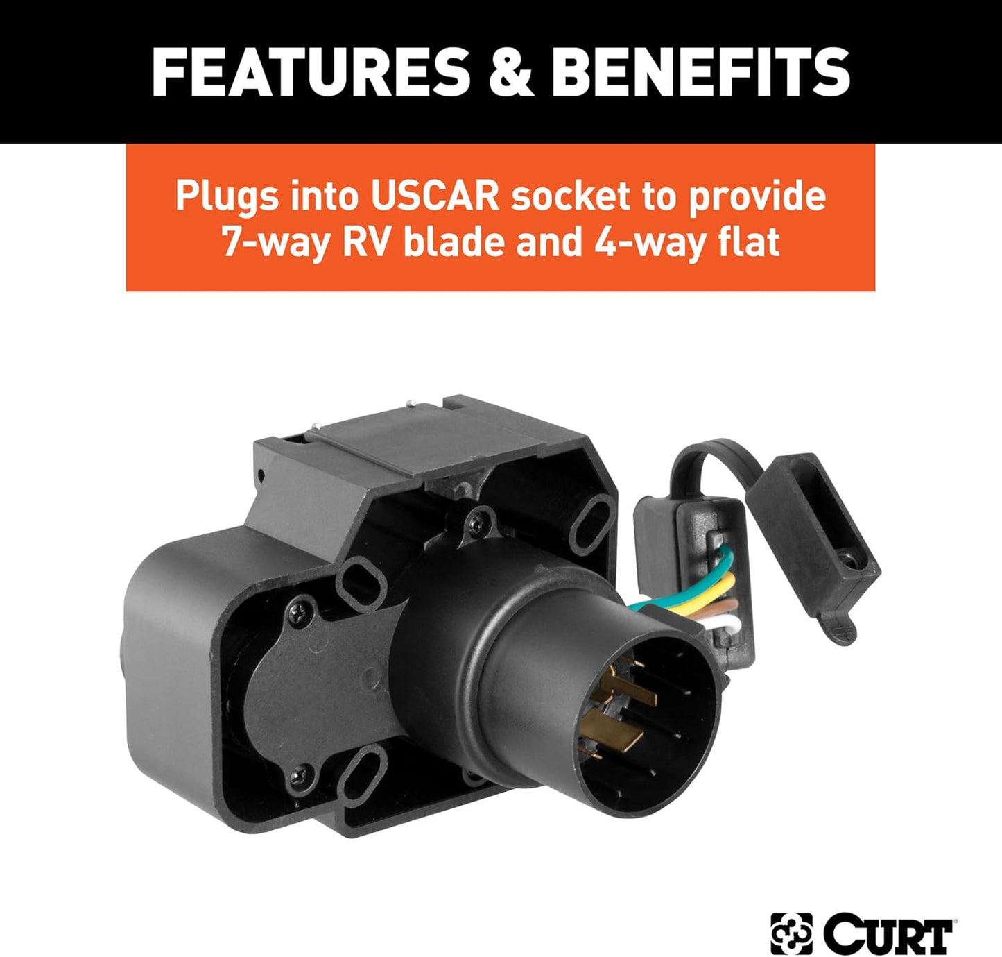 Curt Manufacturing 57101 Multifunction Socket with Backup Alarm for GM, Ford, and Toyota