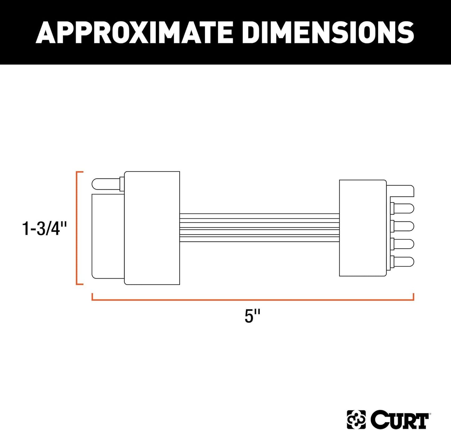 Curt Manufacturing 57187 4 to 5 Way Flat Electrical Adapter for Boat Trailer Surge Brakes