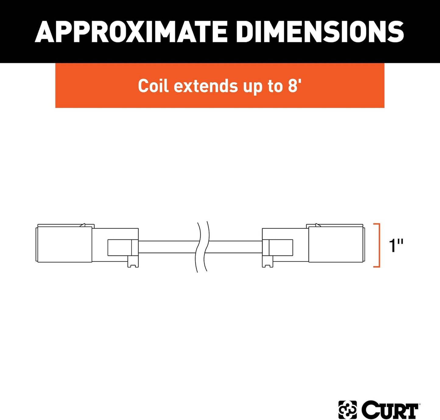 Curt Manufacturing 57286 8 ft Dinghy Towing Electrical Extension with 6-Way Round Socket
